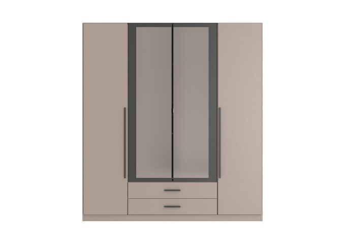 Drehtürenschrank >MARBURG< in SAHARAGRAU - 180x199x58cm (BxHxT)