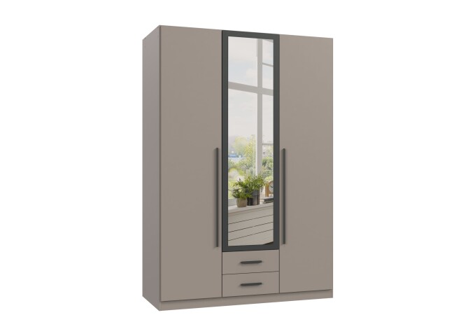 Drehtürenschrank >MARBURG< in SAHARAGRAU - 135x199x58cm (BxHxT)