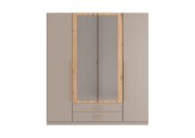 Drehtürenschrank >MARBURG< in SAHARAGRAU + ARTISAN - 180x199x58cm (BxHxT)