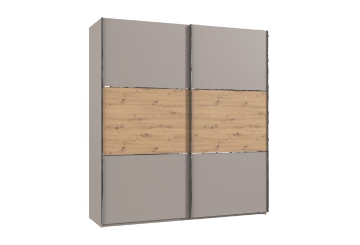 Schwebetürenschrank >indiana A< in SAHARAGRAU / ARTISAN - 200x216x65cm (BxHxT)