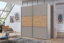 Schwebetürenschrank >indiana A< in SAHARAGRAU / ARTISAN - 200x216x65cm (BxHxT)