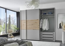 Schwebetürenschrank >indiana A< in SAHARAGRAU / ARTISAN - 250x216x65cm (BxHxT)