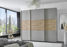 Schwebetürenschrank >indiana A< in SAHARAGRAU / ARTISAN - 250x216x65cm (BxHxT)