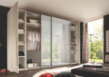 Dreh-/Schwebetürenschrank >Ketty< inkl. Passepartout, weiss / Spiegel - 276x230x70 (BxHxT)