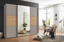 Schwebetürenschrank >indiana A< SAHARAGRAU / ARTISAN / SPIEGEL - 250x216x65cm (BxHxT)