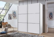 Schwebetürenschrank >indiana A< in WEISS - 200x216x65cm (BxHxT)
