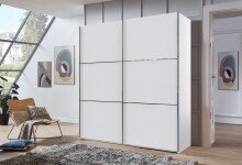 Schwebetürenschrank >indiana A< in WEISS - 200x216x65cm (BxHxT)