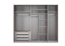 Schwebetürenschrank >indiana A< in WEISS / SPIEGEL - 250x216x65cm (BxHxT)