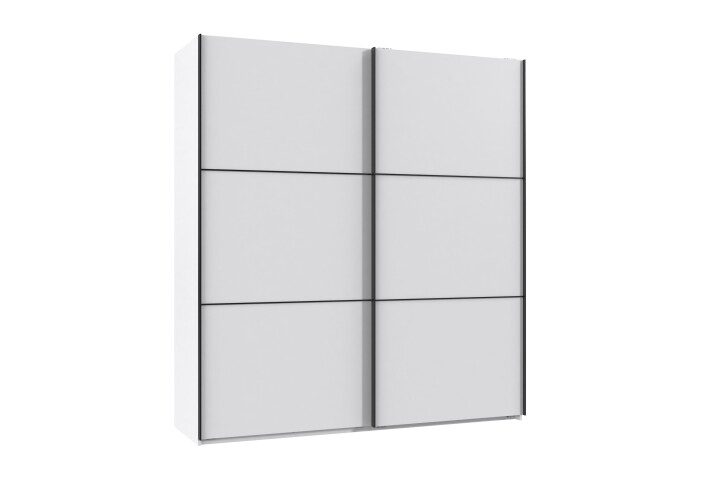 Schwebetürenschrank >indiana A< in WEISS - 200x216x65cm (BxHxT)