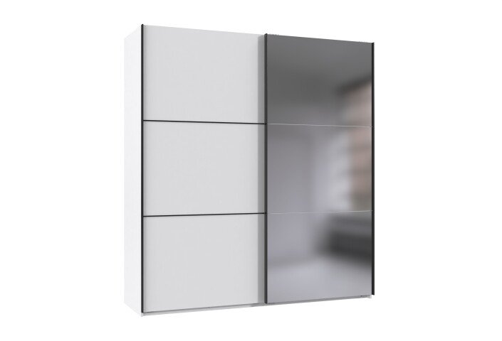Schwebetürenschrank >indiana A< in WEISS / SPIEGEL - 200x216x65cm (BxHxT)