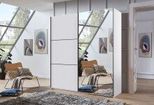 Schwebetürenschrank >indiana A< in WEISS / SPIEGEL - 200x216x65cm (BxHxT)