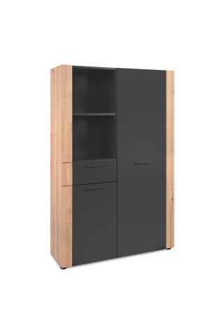 Highboard >Cento< in Anthrazit / Artisan - 100x155x35cm (BxHxT)