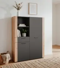 Highboard >Cento< in Anthrazit / Artisan -...
