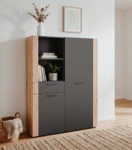 Highboard >Cento< in Anthrazit / Artisan - 100x155x35cm (BxHxT)