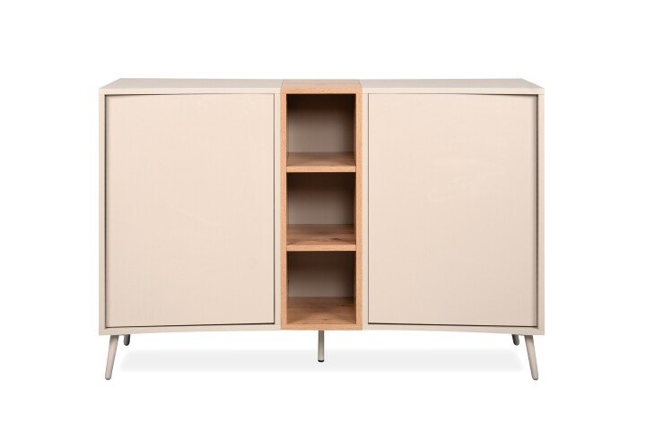 Sideboard >Sinop< in Sand / Artisan Eiche Dekor - 135x90x37,5 (BxHxT)