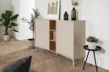 Sideboard >Sinop< in Sand / Artisan Eiche Dekor - 135x90x37,5 (BxHxT)