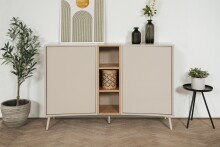 Sideboard >Sinop< in Sand / Artisan Eiche Dekor - 135x90x37,5 (BxHxT)