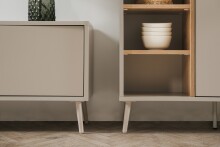 Highboard >Sinop< in Sand / Artisan Eiche Dekor - 90x140x37,5 (BxHxT)