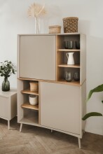 Highboard >Sinop< in Sand / Artisan Eiche Dekor - 90x140x37,5 (BxHxT)