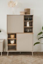 Highboard >Sinop< in Sand / Artisan Eiche Dekor - 90x140x37,5 (BxHxT)