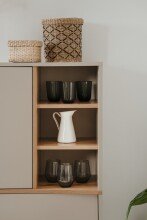 Highboard >Sinop< in Sand / Artisan Eiche Dekor - 90x140x37,5 (BxHxT)