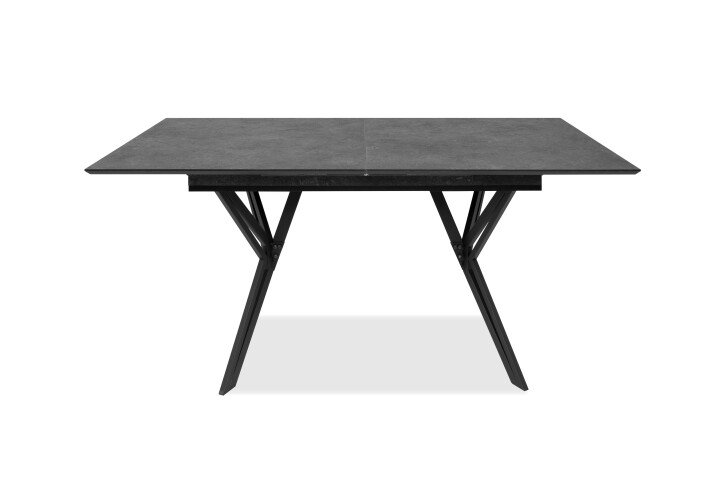 Kulissen-Esstisch >Pula< ausziehbar auf 200cm, Stein Dekor dunkel / schwarz - 160x76x90 (BxHxT)