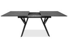Kulissen-Esstisch >Pula< ausziehbar auf 200cm, Stein Dekor dunkel / schwarz - 160x76x90 (BxHxT)
