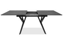 Kulissen-Esstisch >Pula< ausziehbar auf 200cm, Stein Dekor dunkel / schwarz - 160x76x90 (BxHxT)