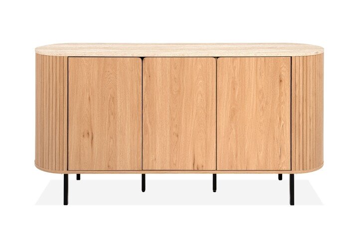 Sideboard >Fabia< in Travertin / Eiche Dekor - 160x80x40cm (BxHxT)