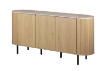 Sideboard >Fabia< in Travertin / Eiche Dekor - 160x80x40cm (BxHxT)