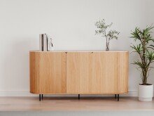 Sideboard >Fabia< in Travertin / Eiche Dekor - 160x80x40cm (BxHxT)