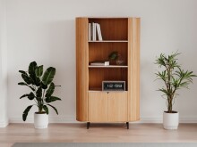 Highboard >Fabia< in Travertin / Eiche Dekor -...