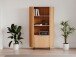 Highboard >Fabia< in Travertin / Eiche Dekor - 100x160x40 (BxHxT)