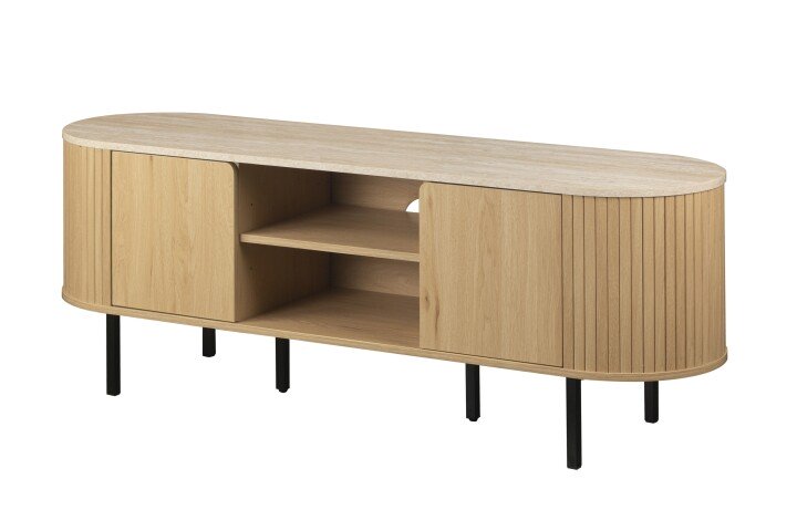 TV-Board >Fabia< in Travertin / Eiche Dekor - 140x52x40cm (BxHxT)