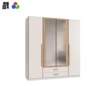 Drehtürenschrank >MARBURG< in WEISS + ARTISAN...