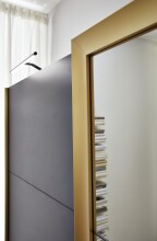 Schwebetürenschrank >KATAR< in GRAPHIT + GOLDFARBEN - 225x208x64cm (BxHxT)