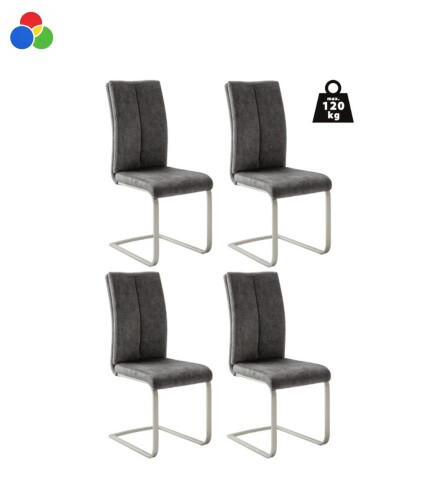 Freischwinger >HUDSON< (4er-Set) mit Griff, Edelstahl, verschiedene Bezüge - 43x103x60 (BxHxT)