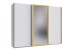 Schwebetürenschrank >KATAR< in WEISS + GOLD MATT - 270x208x64cm (BxHxT)