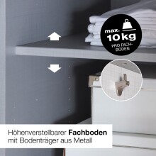 Schwebetürenschrank >indiana C< in WEISS + GLAS WEISS - 300x216x65cm (BxHxT)