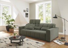 Big-Sofa >Maggy< Sitztiefen- / Kopfteilverstellung, Cord oliv - 242x110x121cm (BxHxT)