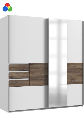 Schwebetürenschrank >BAMBERG< (BxH: 180x198 cm) in verschiedenen Farbkombinationen