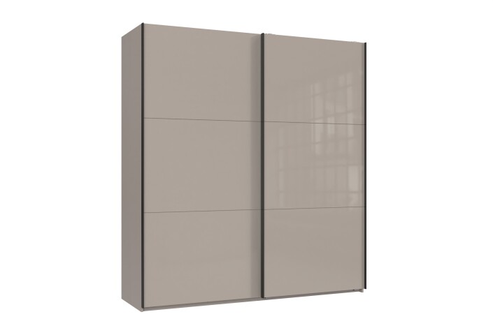 Schwebetürenschrank >indiana C< in SAHARAGRAU + GLAS - 200x216x65cm (BxHxT)