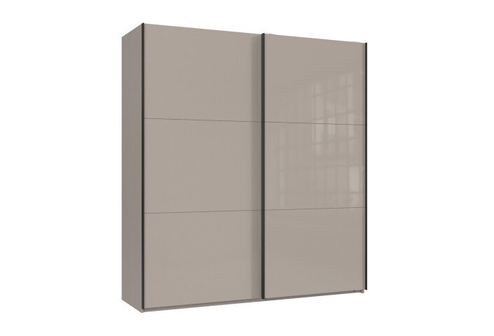 Schwebetürenschrank >indiana C< in SAHARAGRAU + GLAS - 200x216x65cm (BxHxT)