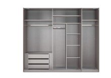 Schwebetürenschrank >indiana C< in SAHARAGRAU + GLAS - 250x216x65cm (BxHxT)