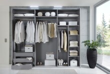 Schwebetürenschrank >indiana C< in SAHARAGRAU + GLAS / SPIEGEL - 300x216x65cm (BxHxT)