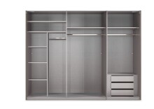 Schwebetürenschrank >indiana C< in SAHARAGRAU + GLAS / SPIEGEL - 300x216x65cm (BxHxT)
