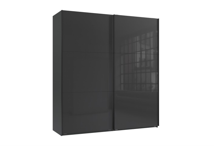 Schwebetürenschrank >indiana C< in GRAPHIT + GLASS GREY - 200x216x65cm (BxHxT)