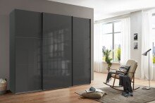 Schwebetürenschrank >indiana C< in GRAPHIT + GLASS GREY - 250x216x65cm (BxHxT)
