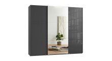 Schwebetürenschrank >indiana C< in GRAPHIT + GLASS GREY / SPIEGEL - 250x216x65cm (BxHxT)