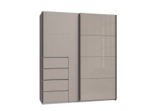 Schwebetürenschrank >BALI< in SAHARAGRAU + GLAS SAHARAGRAU - 180x208x64 (BxHxT)